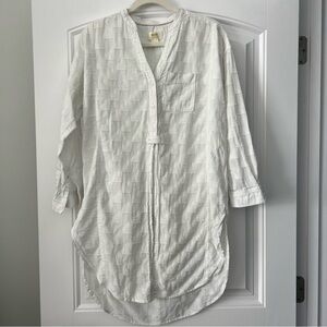 Anthropologie Maeve White Textured Tunic Top